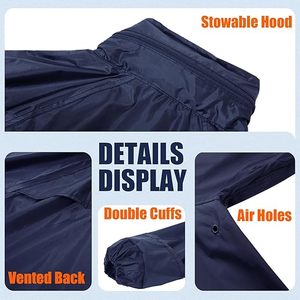 Traje Impermeable Reflectante Azul Marino de Poliéster OEM de Fábrica, Chaqueta de <span class=keywords><strong>Lluvia</strong></span> de Doble Capa de 2 Piezas para Motocicleta - Product Image 5