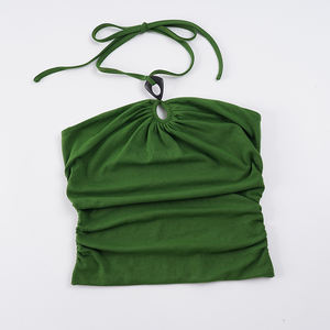 Top Halter de Punto Transpirable de Color Sólido Estilo Vintage, Camisola Retro para Mujer - Product Image 2