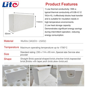 Giá cả cạnh tranh lửa bằng chứng chống cháy gạch Trọng lượng nhẹ mullite gạch mullite cách nhiệt cháy gạch K23 K26 - Product Image 6