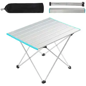 Black Lightweight Portable Table Folding Aluminum Camp Picnic Table Foldable With A Bag For Outdoor Hiking Backpacking