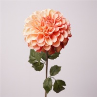 Fleurs artificielles haut de gamme réalistes à double pétale, Dahlia en pleine floraison, Chrysanthème couleur automne, avec tige, pour la maison, l'extérieur et les mariages, texture douce