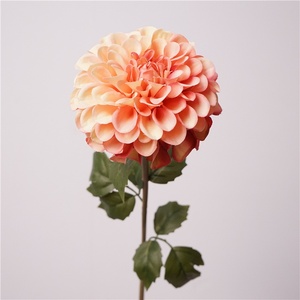 Fleurs artificielles haut de gamme réalistes à double pétale, Dahlia en pleine floraison, Chrysanthème couleur automne, avec tige, pour la maison, l'extérieur et les mariages, texture douce - Product Image 3