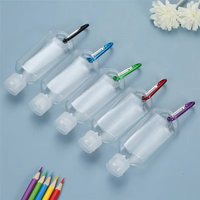 Botellas de Plástico PETG Transparentes Recargables de 50 ml, 60 ml, 1 oz, con Agarre para Gimnasio, Botella Desinfectante con Llavero, Cosmética, Serigrafiada