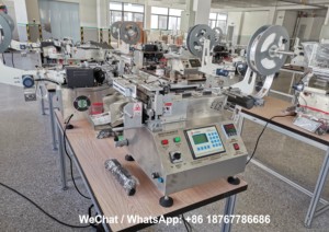 Máquina de corte de etiquetas de cinta satinada, 600 unidades por minuto, caliente y fría, para el cuidado de la ropa, etiquetas, cinta de algodón y tafetán de nailon - Product Image 5