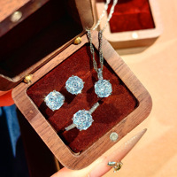 Nouvel ensemble de bijoux fantaisie pour femme : pendentif, boucles d'oreilles et bague incrustés de diamants à haute teneur en carbone, zircon taillé en rose octogonal Millenium