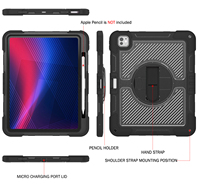 Coque de tablette robuste en PC et silicone pour usage professionnel, vente en gros OEM, avec rotation à 360° °   Support de poignet avec béquille pour iPad Pro 13