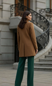 Women’s <b>Camel</b> Wool Blend Tailored <b>Coat</b> Elegant Minimalist <b>Winter</b> Outerwear Premium Longline Structured Overcoat for Professional - Product Image 3