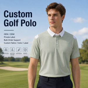 <span class=keywords><strong>Polo</strong></span> de <span class=keywords><strong>golf</strong></span> personnalisé à col blanc et lignes verticales pour hommes, chemises élastiques pour les jours de tournoi junior, vêtements de club OEM ODM - Product Image 1