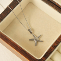 Collier pendentif étoile de mer en acier inoxydable plaqué or pour femme, style bohème, pour les vacances d'été à la plage, avec chaîne à maillons