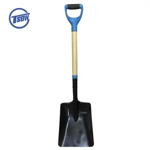 Pala S519Z Spain Type Heavy Duty All Kinds Of Garden Farming Tool Square Mouth Wooden Handle Steel Shovel