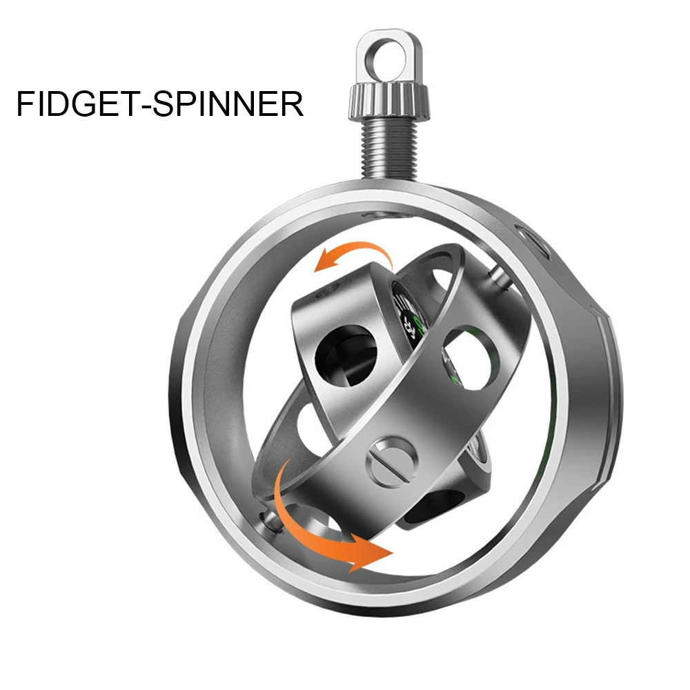 2025 TikTok New Kinetic Fidget Spinner Compass Fingertip Gyroscope Stress Relief Spinning Ring Toy Aluminium Alloy Lanyard Metal