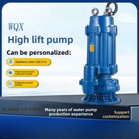Pompe submersible centrifuge WQX à basse pression et haute levée, sans blocage, pour eaux usées, 2 pouces, 380V, triphasée, pour usage industriel OEM