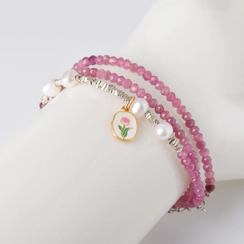 Collier de tourmaline rose en pierre précieuse à facettes naturelles pour faire un collier de bijoux fins