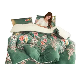 New quilting fabric 100% cotton quilt duvet comforter bedding set flannel wool comforter For Winter Sleeping Competitive Price