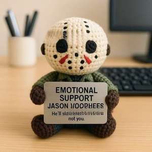 Amigurumi ตุ๊กตาโครเชต์น่ารักสำหรับวันฮาโลวีน, ตุ๊กตาหน้ากากฮ๊อกกี้โครเชต์น่ารักพร้อมการ์ดสร้างแรงบันดาลใจเชียร์ของขวัญตลกๆ - Product Image 3