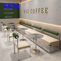 Conjunto de Mesa, Silla y Banco de Estilo Industrial para Cafetería, Asiento de Acero Inoxidable, Sofá Combinado para Hoteles, Muebles para Restaurantes