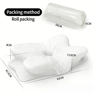 Oreiller cervical en mousse à mémoire de forme réglable en forme de papillon avec noyau en soie glacée - Product Image 1