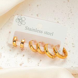 <span class=keywords><strong>Orecchini</strong></span> a Cerchio Sottili da Donna in Acciaio Inossidabile Impermeabile con Placcatura in Oro PVD 18K, Forme Multiple Personalizzabili, Non Allergici - Product Image 2