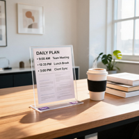 Support de présentation de table en acrylique transparent pour menu, brochure, magazine, porte-documents, organisateur de bureau, logo personnalisable