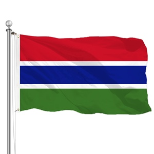 Drapeaux et bannières publicitaires promotionnels 90x150cm, drapeau personnalisé de la Gambie, drapeau national gambien, polyester 100D avec œillets - Product Image 1