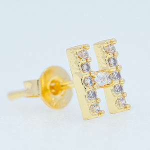18K Gold Plated Custom <strong>Men</strong> Alphabet Initial Tiny Cubic Zirconia Ear Piercing Letter Cartilage Screw Back <strong>Stud</strong> <strong>Earrings</strong> for Women - Product Image 4