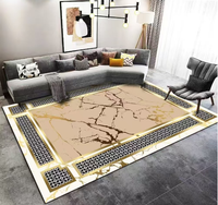 Tapis de Salon Moderne en Velours Diamant Doré pour Usage Domestique, Lavable, Qualité Supérieure