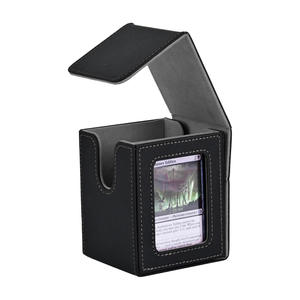 Boîte de rangement pour cartes de visite et de jeu de cartes Commander, style vertical, fermeture magnétique en PU, plus de 100 fenêtres, couvercle pliable - Product Image 1