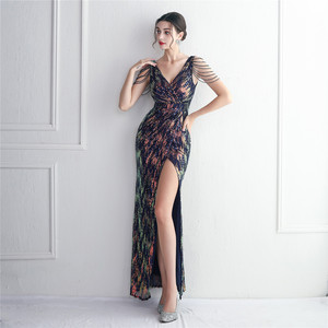 Paillettes Super Grosse Taille <span class=keywords><strong>Grande</strong></span> Beauté Robe De Soirée De Banquet De Performance - Product Image 2