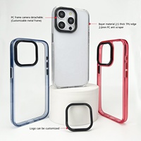 Luxe souple TPU côté antichoc dur acrylique Transparent iPhone 16 15 14 étuis avec bouton anneau lentille Compatible modèle Plus