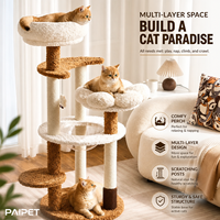 PAIPET Cat Paradise Tree Menara Panjat Kucing Bertingkat Gaya Jepang Hangat Musim Dingin Natal Karton Putih Tempat Tidur Mangkuk Dalam Ruangan