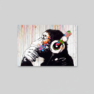 Banksy <b>Thinking</b> Monkey Animal Canvas Print, Street Art Decor,TEMPERED GLASS ART - Product Image 2