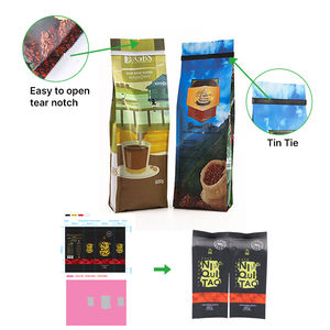 Боковые алюминиевые пакеты для кофейных зерен с Оловянным галстуком Bolsa Para Cafe с клапаном и молнией - Product Image 4