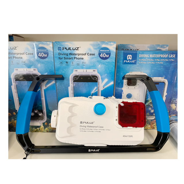 PULUZ 40m/130ft Waterproof Diving Case for 14 / 14 Pro, with One-way Valve Photo Video Taking Underwater Housing Cover
