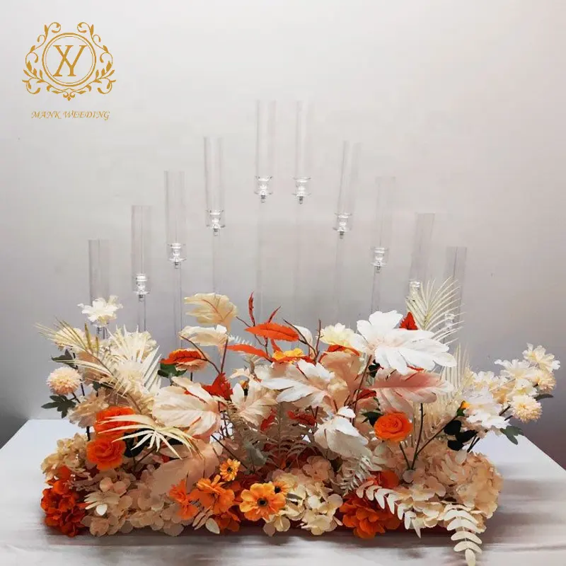 10 cabeza acrílico candelabros centros de mesa soporte candelabro Decoración de mesa de boda alto acrílico transparente candelabros