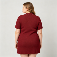 Tenues décontractées pour femmes, couleur rouge unie, col rond, robe pull printemps-été, KTY, robe courte à paillettes, longueur au-dessus du genou, mini-robe