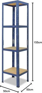 155X50X50 <span class=keywords><strong>cm</strong></span> casa carico pesante blu acciaio Boltless protezione contro la corrosione 4 livelli <span class=keywords><strong>50</strong></span> kg capacità Garage impilamento scaffali - Product Image 2