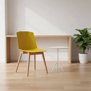 Chaise de bureau en polypropylène (PP) à coque, avec pieds en <span class=keywords><strong>bois</strong></span> massif, bleue, en résine, colorée, pour salle à manger – Meilleure vente - Product Image 5