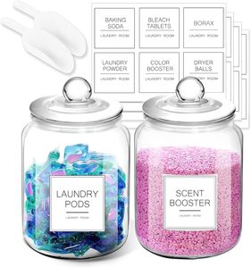 <strong>Laundry</strong> Pods Glass <strong>Jars</strong> with Cover and Scoop Labels Portable Modern Design for <strong>Laundry</strong> Room Detergent Storage - Product Image 1