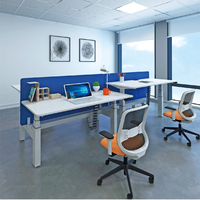 Meubles de bureau modernes ergonomiques en acier, bureau électrique pour 2 personnes, table relevable, poste de travail debout dos à dos, 4 moteurs