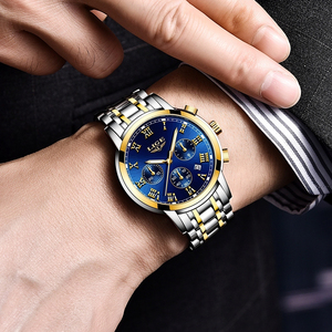 LIGE LG9810 orologio in argento da uomo in acciaio inossidabile cronografo al quarzo grande faccia uomo orologio in numeri romani abito Relojes Para Hombre - Product Image 4