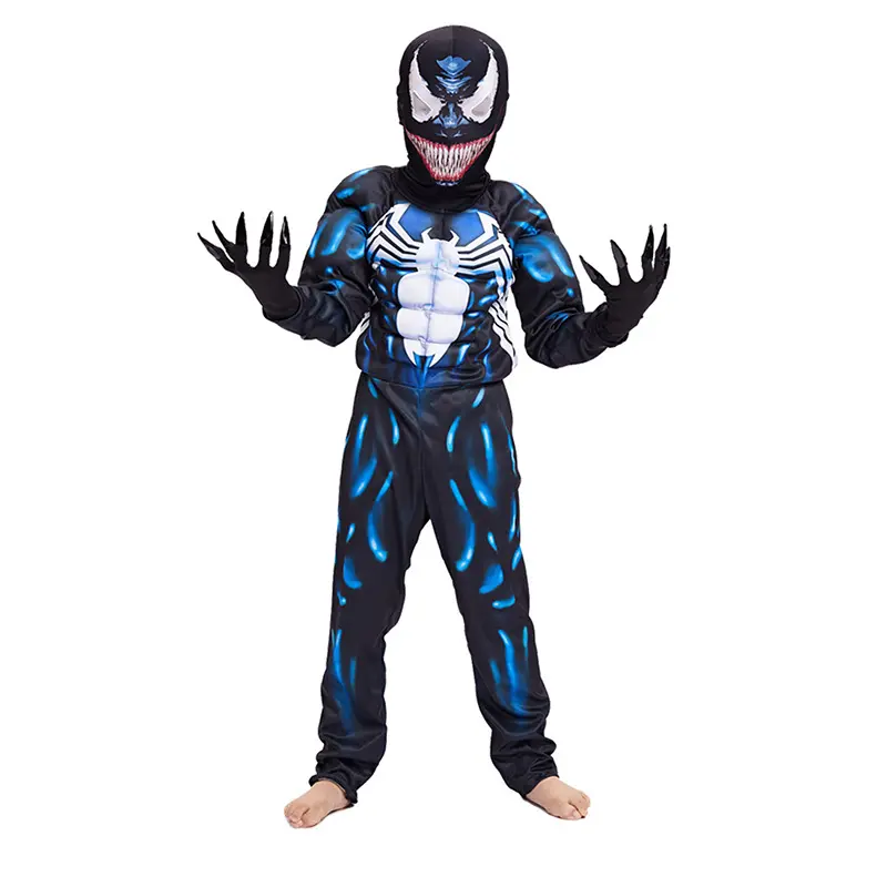 Fantasia de Halloween para super-heróis Zentai Spiderman, fantasia de Halloween para festas de carnaval, fantasia de veneno muscular