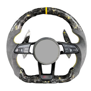 Volant en cuir et fibre de carbone avec inserts en Alcantara pour <span class=keywords><strong>Audi</strong></span> R8 TTRS C6 C7 S7 S4 A4 B8 RS3 SQ5 S5 B9 A6 C8 A3 <span class=keywords><strong>2018</strong></span> - Product Image 1