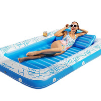 Lit à eau gonflable hamac PVC flotteur de piscine inclinable flottant avec porte-gobelet pour piscine et spa