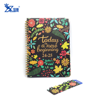 Hot vente en gros fleur conception relié taccuino double bobine en métal carnet de notes spirale scolaire planificateur quotidien cahier A5 pour les filles