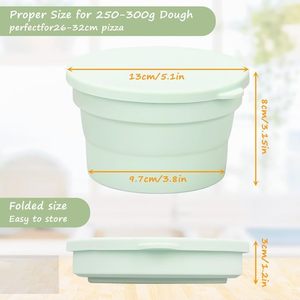 New 4Pcs Stackable Silicone Artisan Pizza Dough Proofing Boxes Proving Containers with Lids, <b>Collapsible</b> Pizza Slice Container - Product Image 5