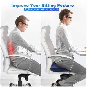 Coussin de siège en mousse à mémoire de forme pour soulager la douleur du coccyx, antidérapant, pour chaise de <span class=keywords><strong>bureau</strong></span>, voiture, ordinateur, chaise de <span class=keywords><strong>bureau</strong></span>, coccyx, bleu marine - Product Image 3