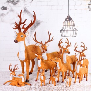 Juego <span class=keywords><strong>de</strong></span> Renos Flocados para Decoración Navideña, Figuras Realistas <span class=keywords><strong>de</strong></span> Renos <span class=keywords><strong>de</strong></span> Pie y Acostados, Decoración Rústica para Ventanas Navideñas - Product Image 1
