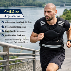 Gilet lesté en néoprène avec poches réglables pour téléphone et clés, idéal pour le fitness, la course à pied, la gym et l'entraînement, 4-32 lbs, ergonomique, dos en X, réfléchissant - Product Image 6