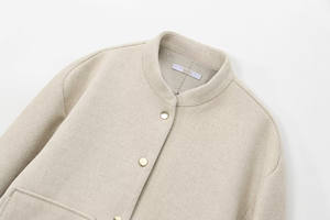 Женская одежда MYST & ZA, 2024 осенняя и зимняя новая модная простая короткая куртка с воротником-стойкой и длинными рукавами, 8741279 - Product Image 4