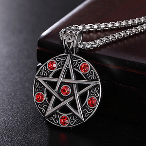 Nuevo Modelo de Moda en Oferta - Collar con Colgante de Estrella de Cinco Puntas con Logotipo Retro de Diablo/Sátanás. Venta Directa de Fábrica. - Product Image 2